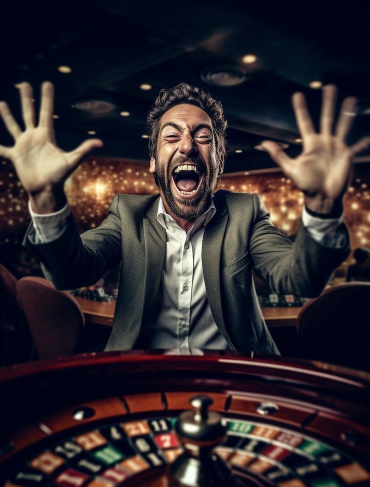 Dealer baccarat dengan dua tangan kartu di meja